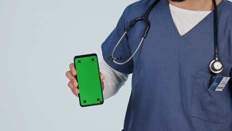 nurse, phone green screen and okay hand