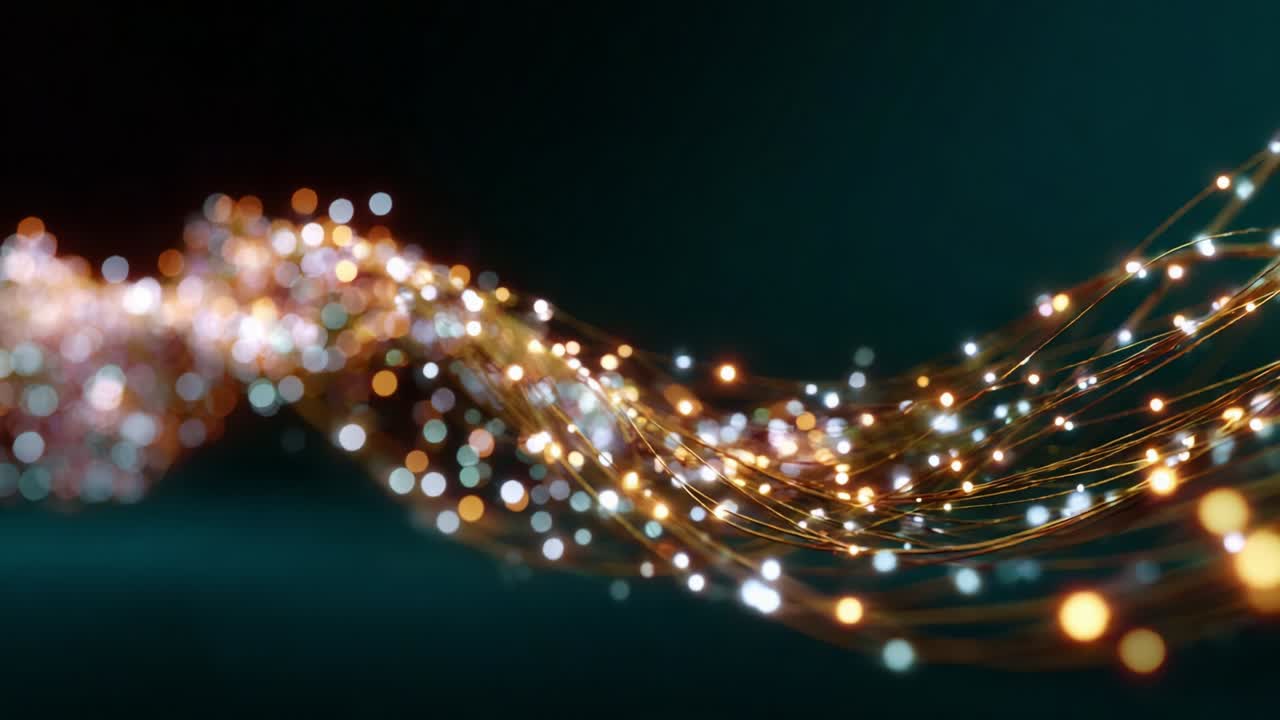 A mesmerizing visual journey through a wave of colorful lights, capturing the essence of motion and fluidity, where luminous dots intermingle against a dark backdrop, creating an enchanting atmosphere of energy and creativity