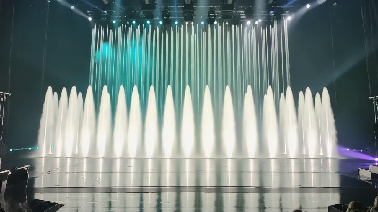 Water fountain show with lights