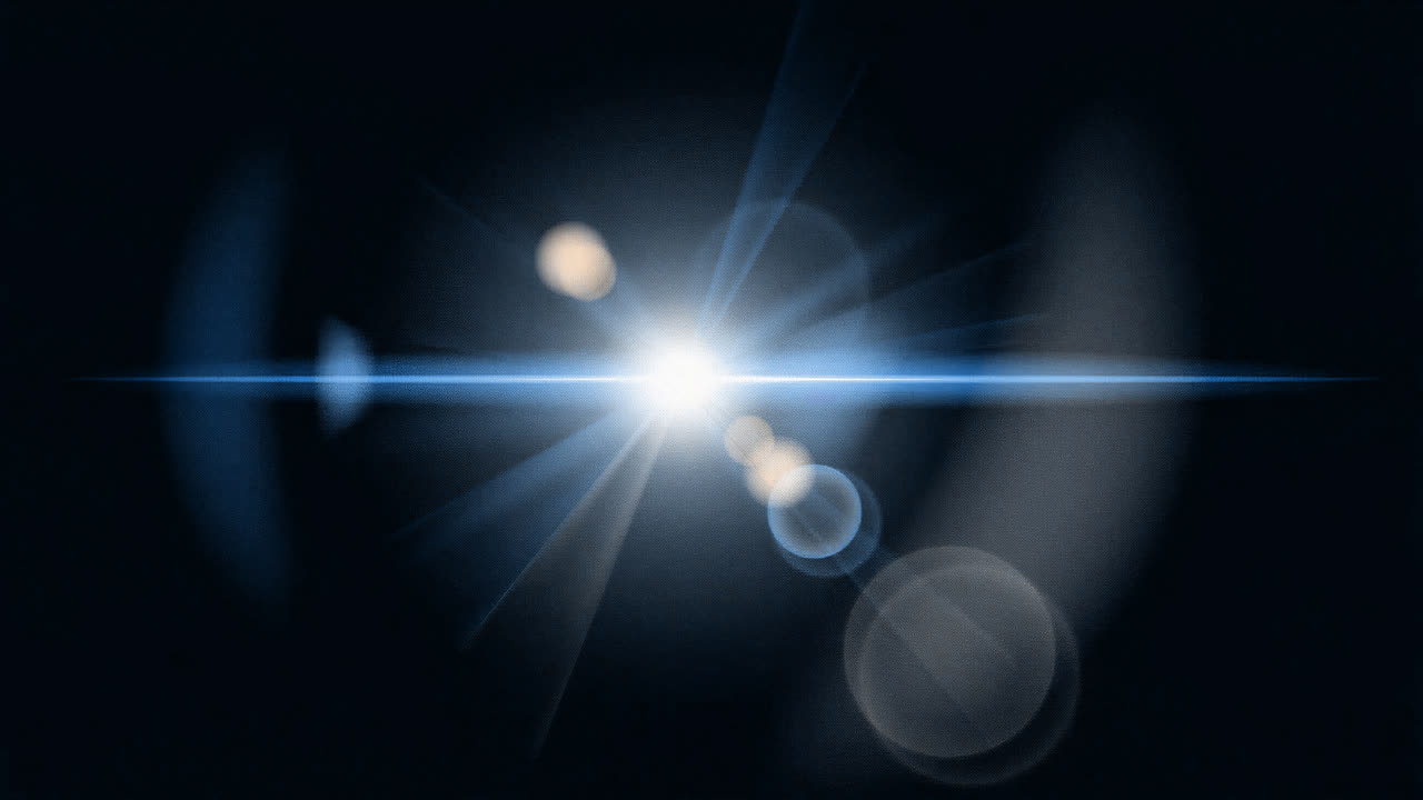 Bright lens flare effect image animated overlay, transparent 4K video, alpha channel, ProRes 4444