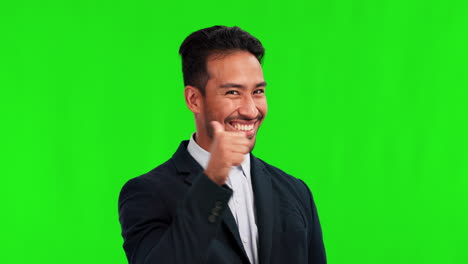 Face,-green-screen-and-man-with-thumbs-up