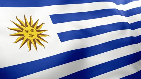 waving flag of uruguay animation, blue and white stripes with sun of may, national symbol