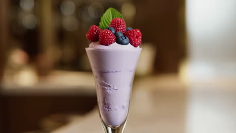 creamy berry dessert with raspberries and blueberries