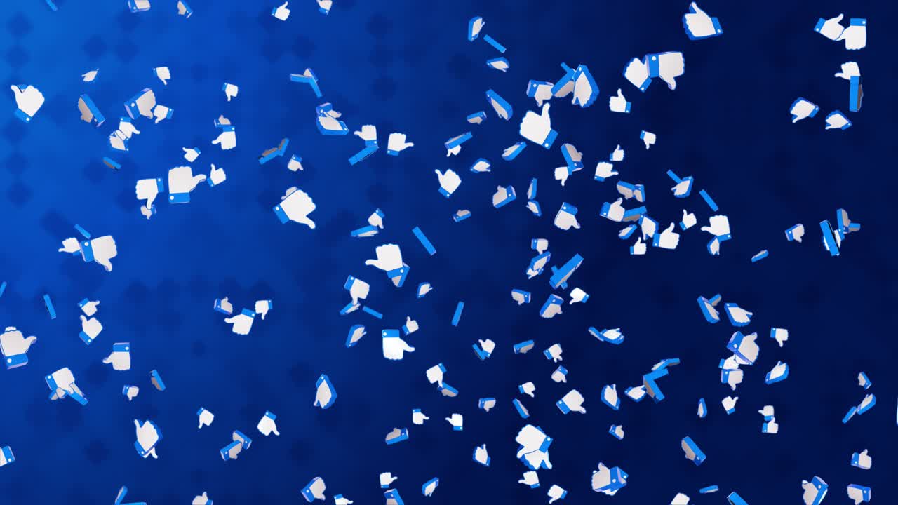 3d social media like buttons floating and rotating lopp social networking like gesture positive or