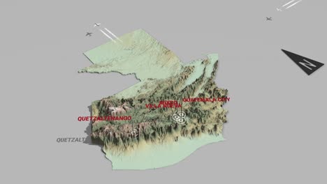 el mapa de guatemala en 3d
