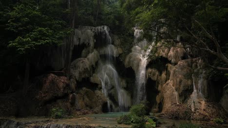 Aerial-view-of-beautiful-waterfall-in-Lao