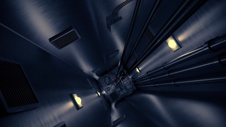 Poço do elevador bunker cofre câmara de segurança maquinaria nuclear 4K