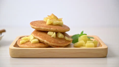 apple pancake or apple crepe with cinnamon powder