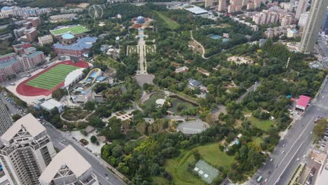 aerial shot of dalian city center