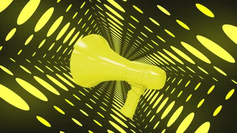 Animation-of-yellow-spots-and-loudspeaker-over-digital-tunnel