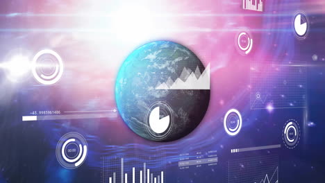 animación del procesamiento de datos en todo el mundo y estadísticas