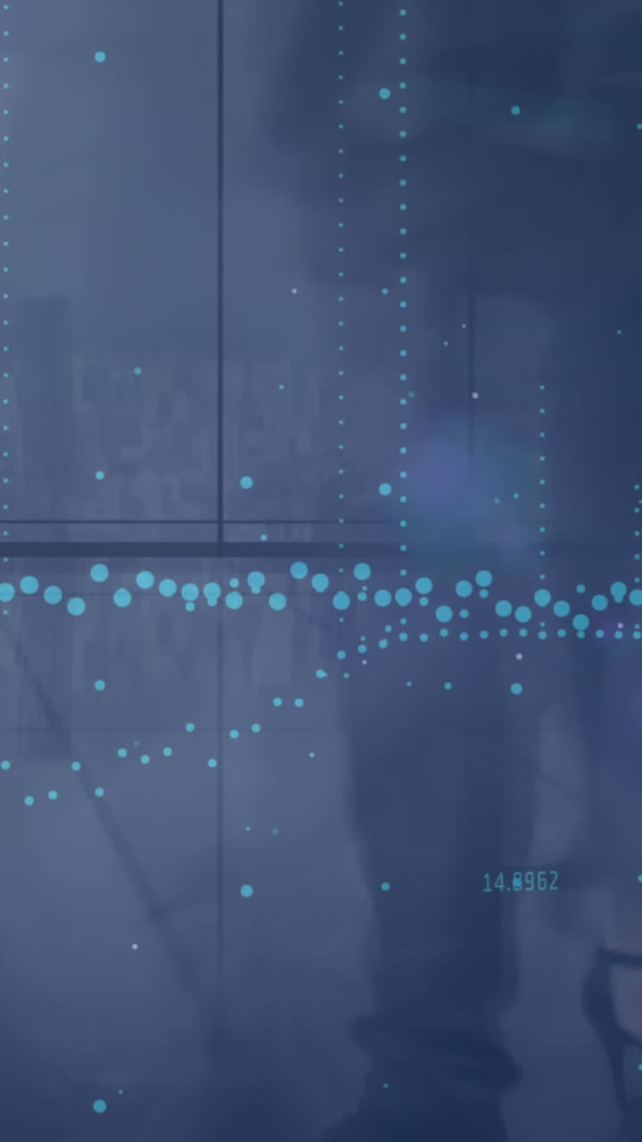 Animation of statistics and data processing over businesspeople
