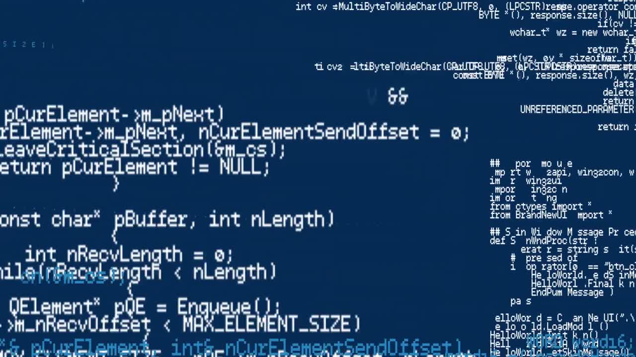 Animation of data processing on blue background