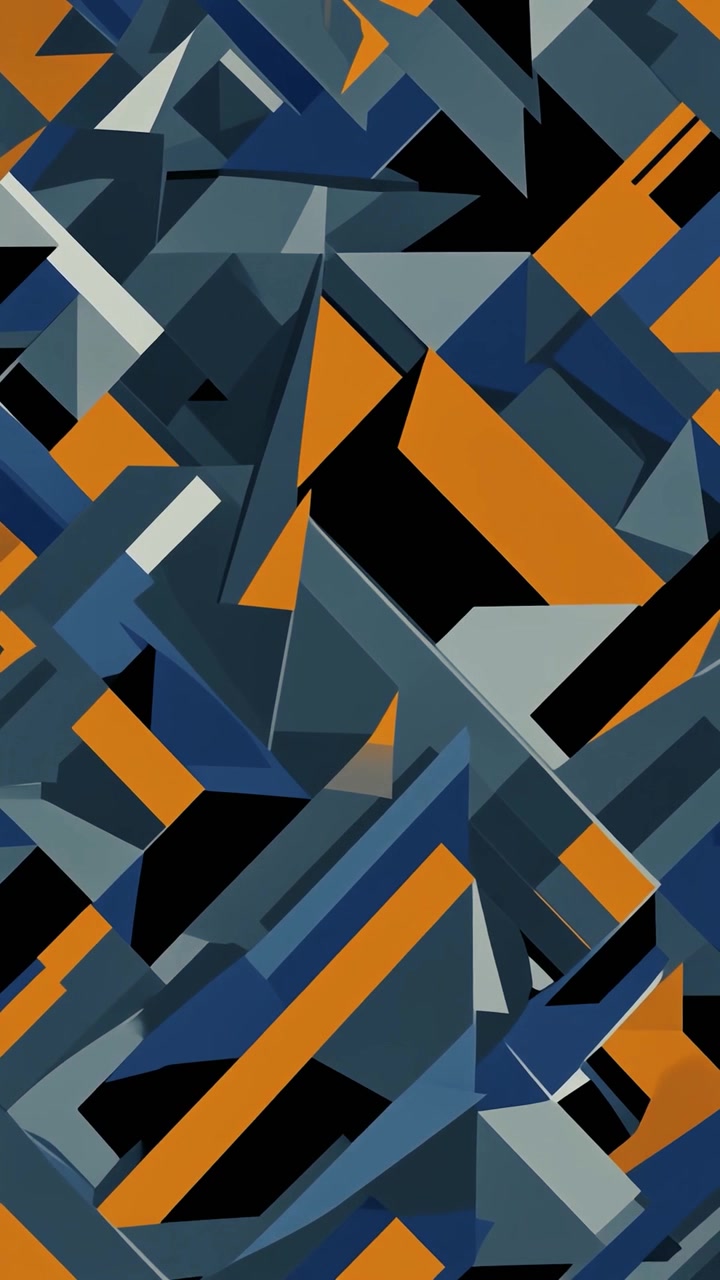 Modern Abstract Geometric Pattern with Blue and Orange Shapes