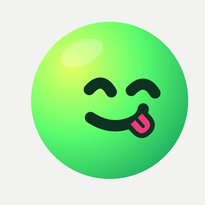 Animated Green Emoji Ball With Tongue Out Expression