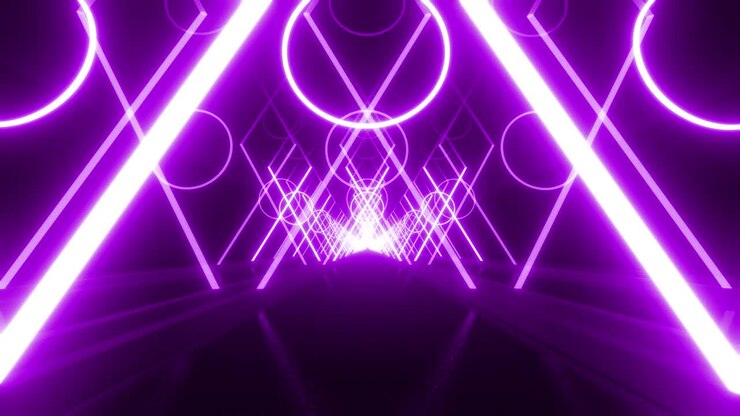 Purple Neon Tunnel Geometric Abstract Background