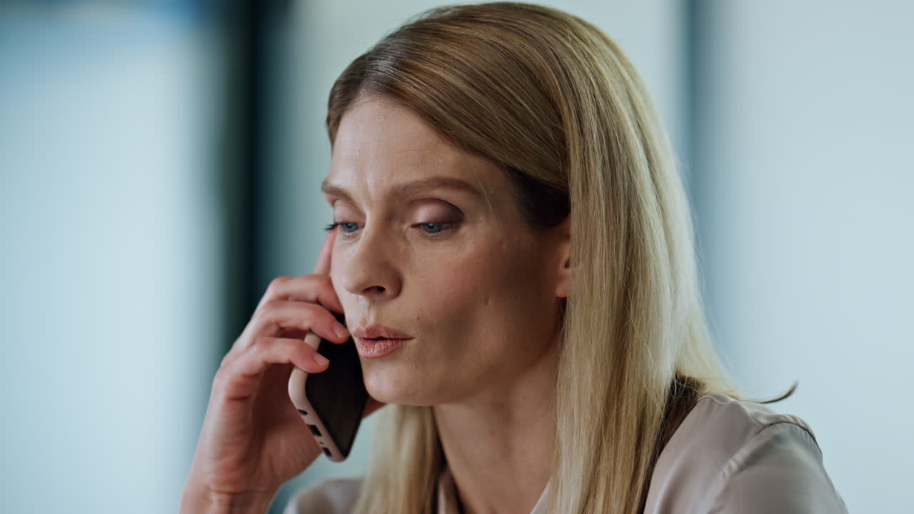 Businesswoman hands answering phone call close up. Woman reacting emotionally