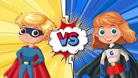 two superheroes face off in a comic battle