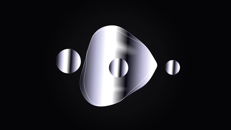 Abstract Liquid Chrome Shapes Moving on Black Background