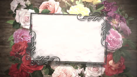 Closeup-vintage-frame-with-flowers-motion-with-wedding-background-16