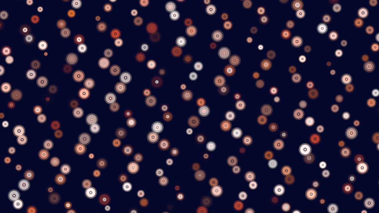 An abstract digital art piece showcasing a pixelated green and white pattern of varying sized circles on a black backdrop. The circles create a lively, floating effect in a random arrangement