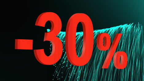 animation of 30 percent off over fireworks on black background