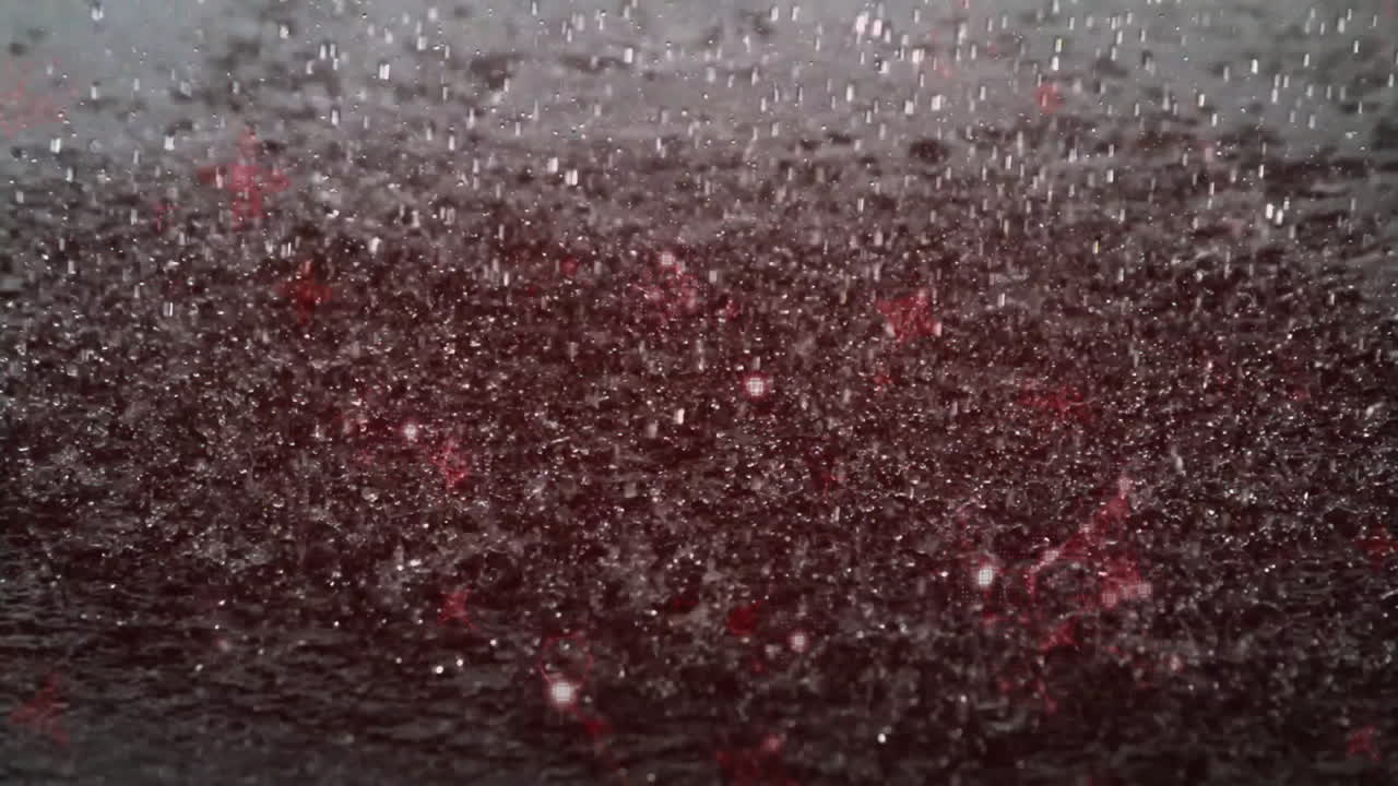 검은 바탕에 분자 위에 물방울의 애니메이션