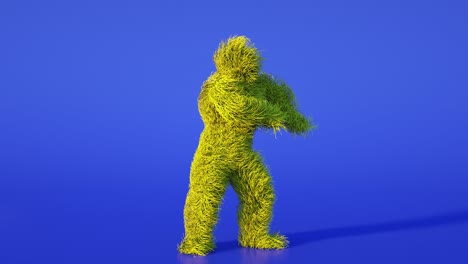 funny hairy multicolored monster man character dancing . furry beast having dancing, fur bright funny fluffy character, snowman, seamless motion design.