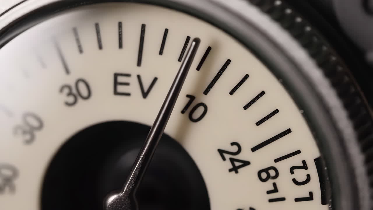 Close-up of an analog meter dial with a needle