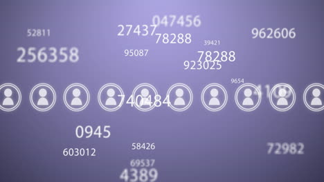 multiple numbers changing against row of profile icons on purple background