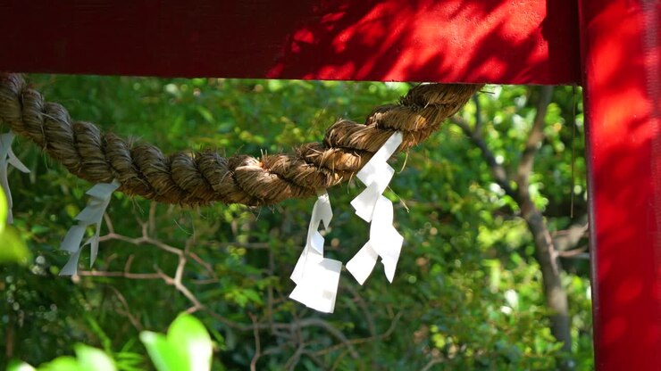 Slow motion cinematic slider close up of red torii gate details