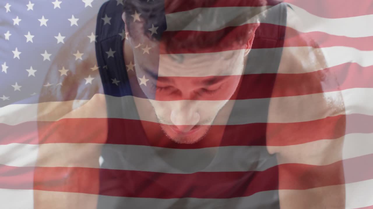 미국 발의 애니메이션이 두 인종의 남성 운동선수