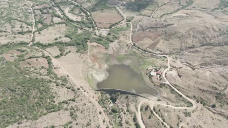 aerial view valley of oaxaca dam, mountain range