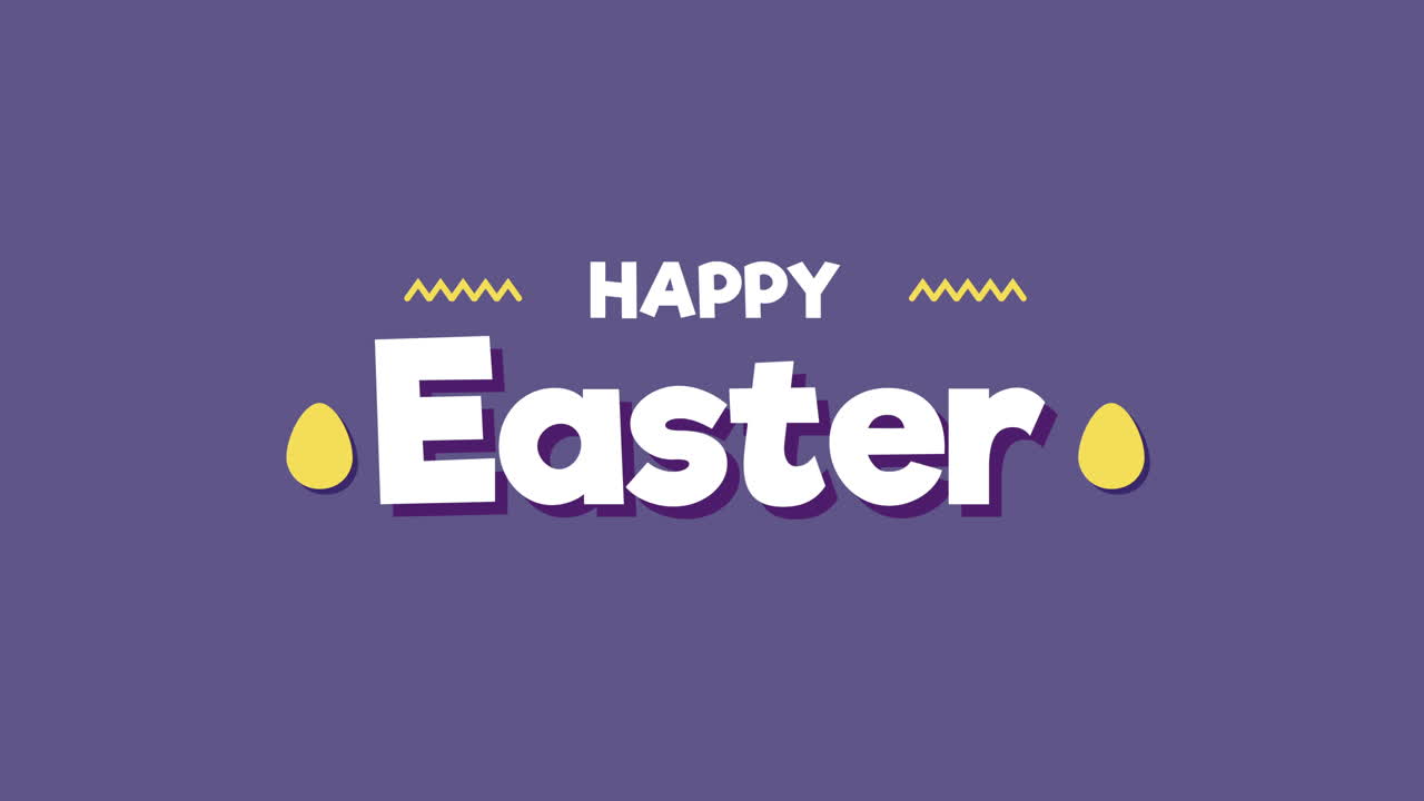 Testo animato in primo piano Buona Pasqua su sfondo viola 1