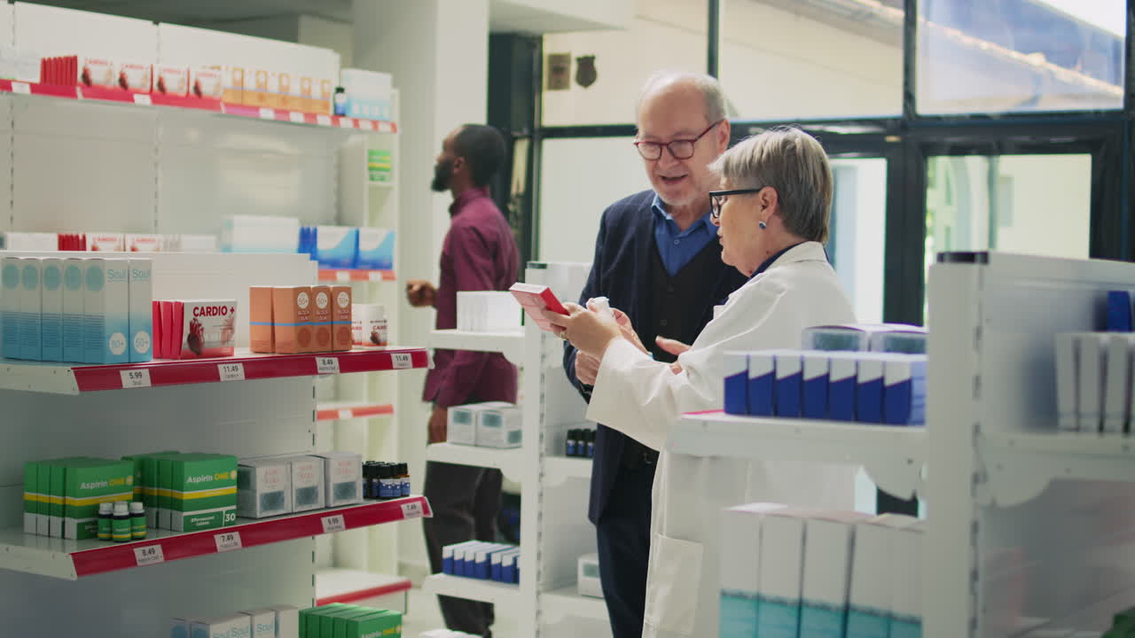 Pharmacist Helping Customer in Pharmacy