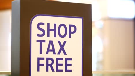 shop tax free sign in mall