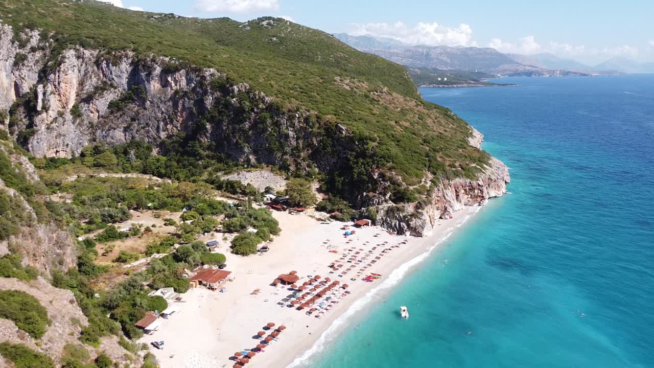 Gjipe Beach and Canyon, Albania - Slow Aerial Forward