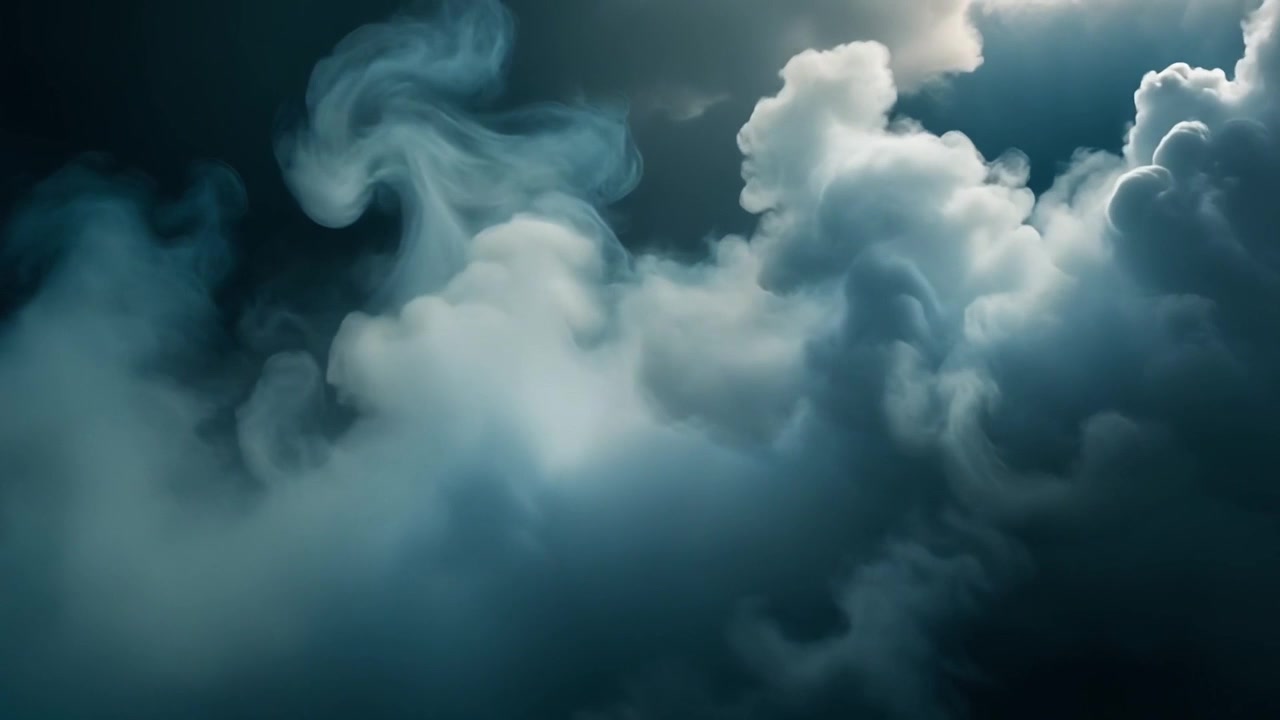 Dense White Smoke Swirling Against a Dark Background