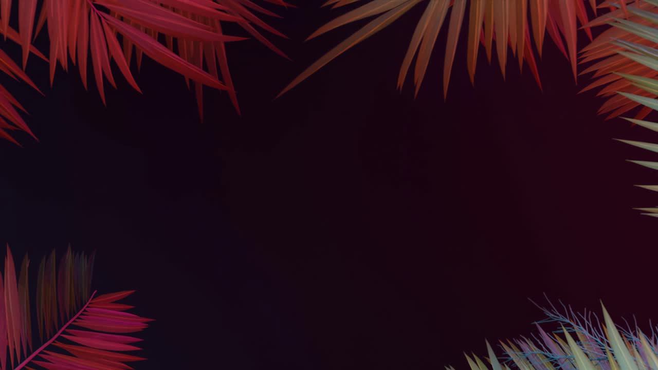 hojas de palma tropical dispuestas en círculo, espacio de copia en el medio