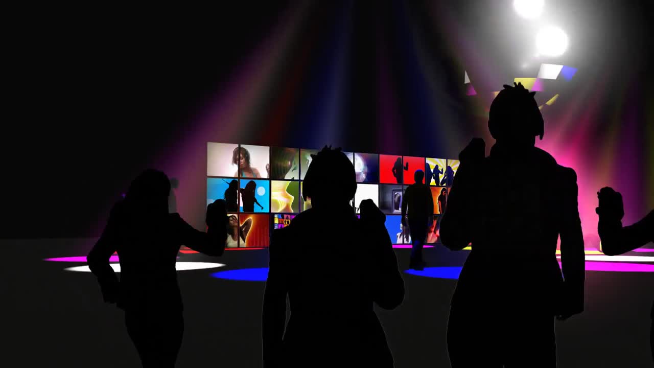 춤추는 젊은이들을 보여주는 애니메이션