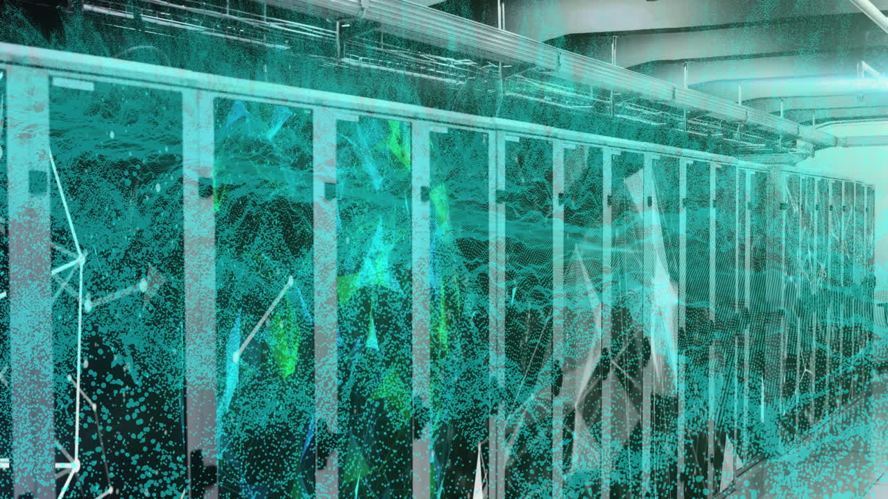 Animation of shapes over server room