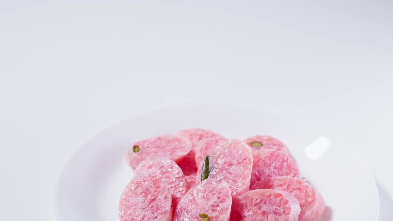 매운 발효 돼지 고기 샐러드 클로즈업