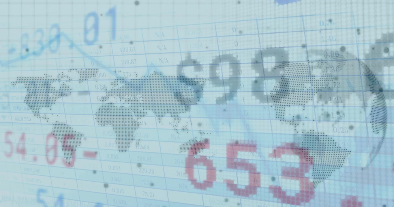 Animazione dell'elaborazione di dati finanziari sul globo