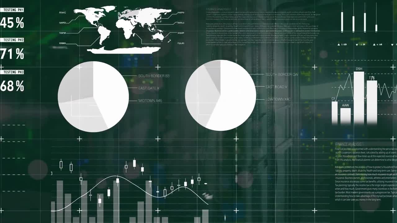 Animation of statistics and financial data processing over computer servers