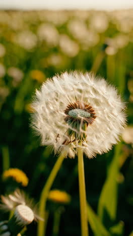 dandelion field in sunlight