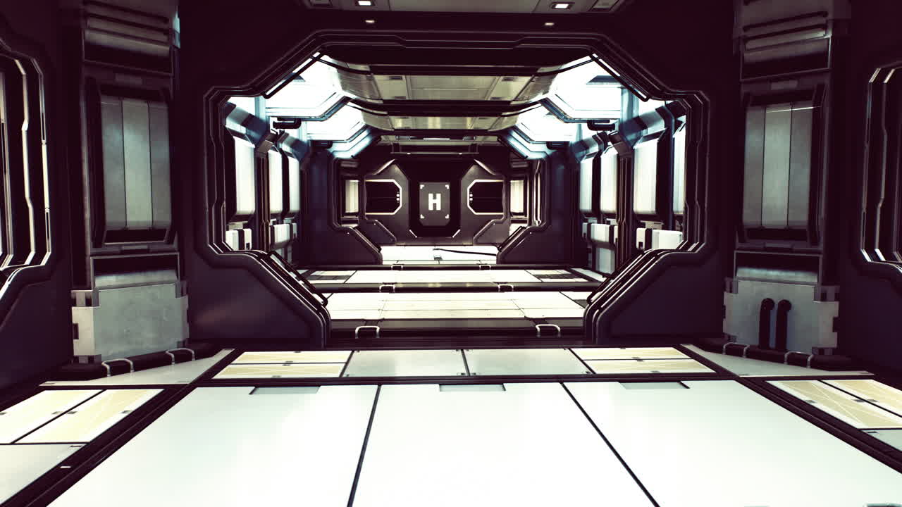 Futuristic corridor with sleek walls and high tech design in a space station