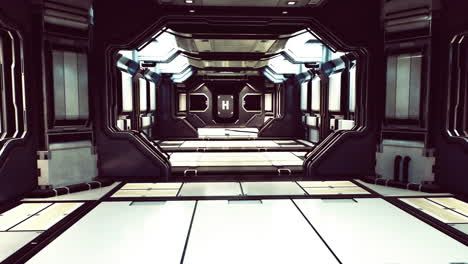 futuristic corridor with sleek walls and high tech design in a space station