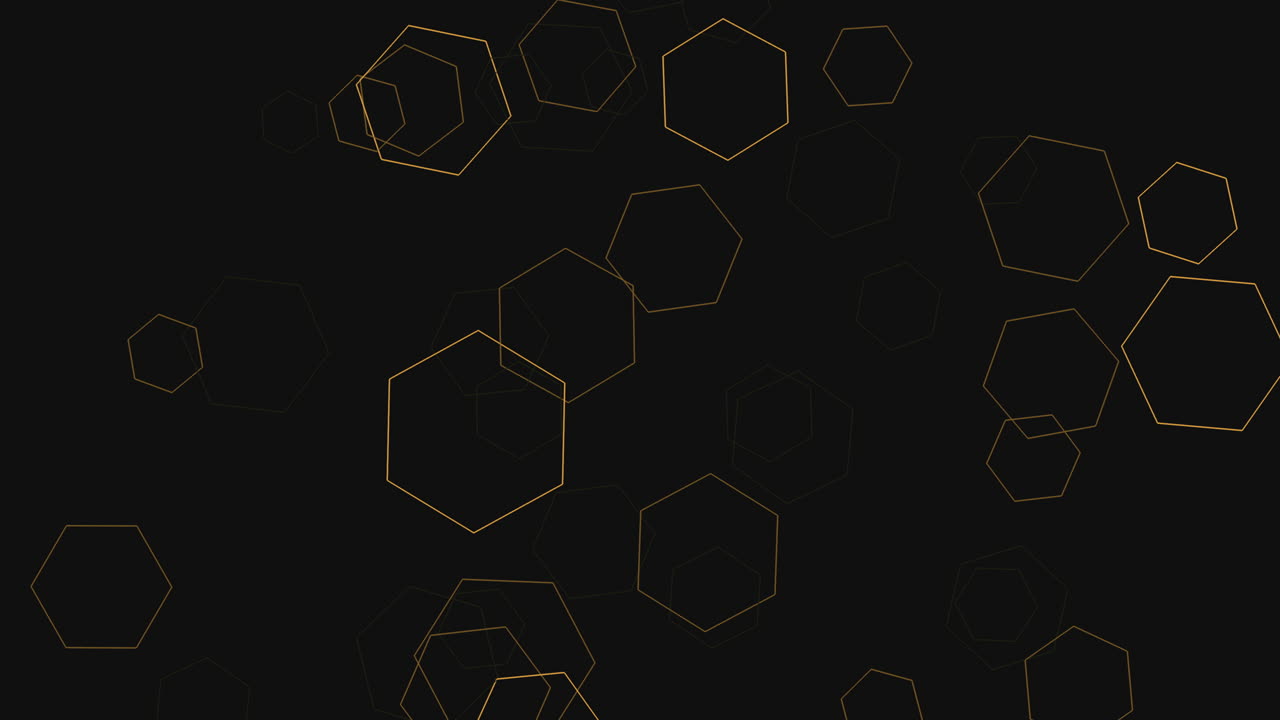 어두운 공간에 육각형 요소 비행