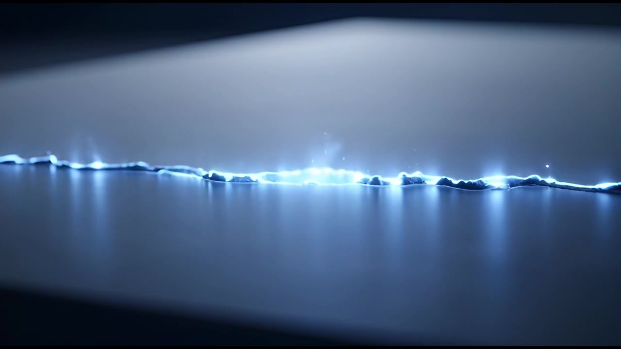 Futuristic Blue Light Spreading Across a Dark Fissure