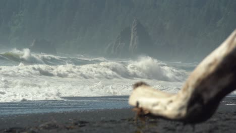 ocean waves crash towards the shore along the coast line of washington state